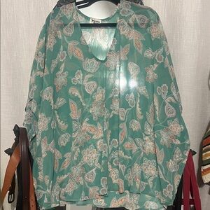 Show Me Your MuMu PETA Tunic Teal Floral Blouse